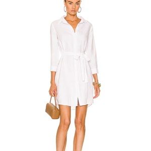 L'Agence Bella 3/4 Sleeve Linen Dress in White NWOT Size XS